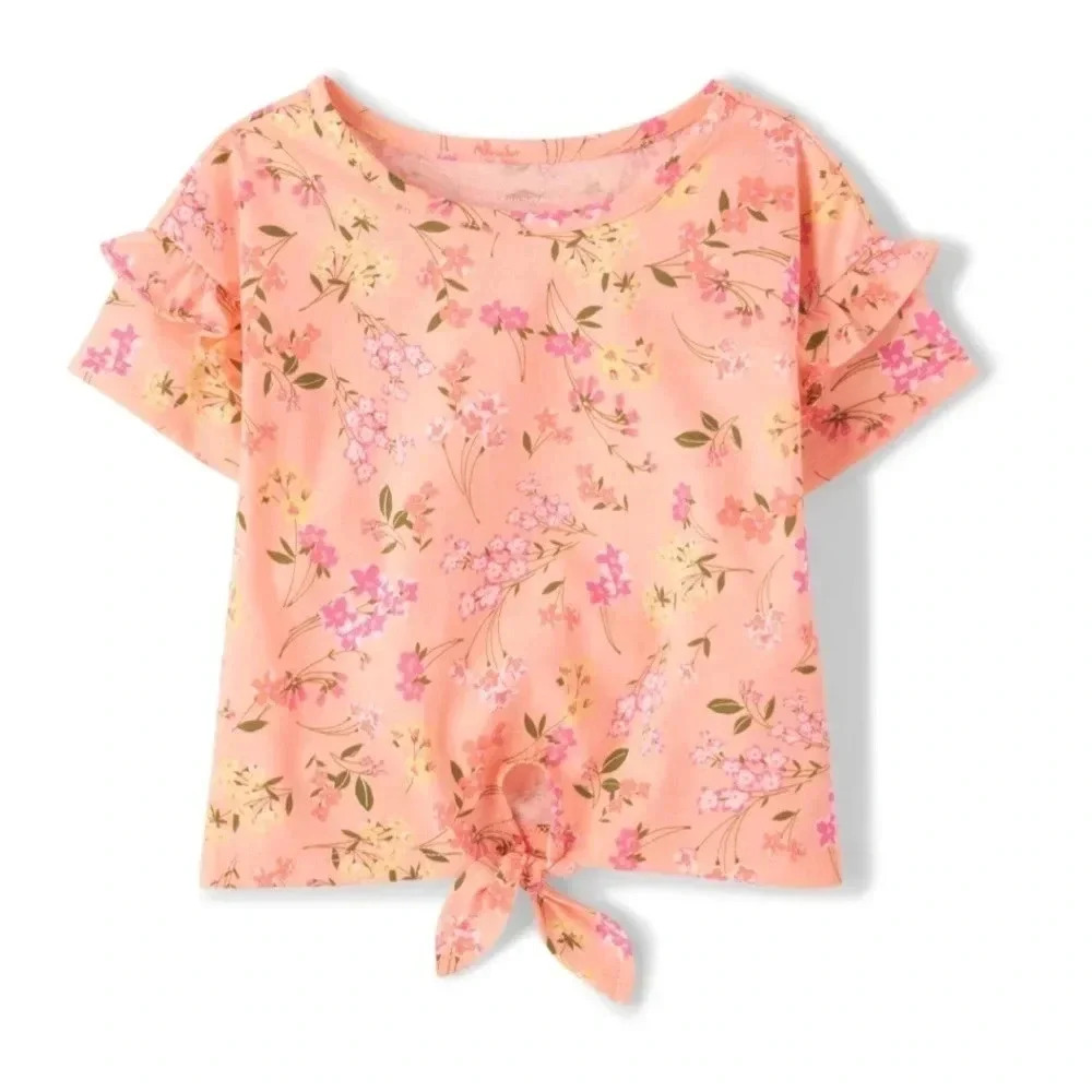 The Children’s Place floral short sleeve tie front top size 12-18 months